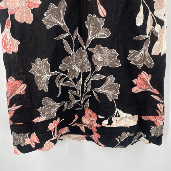 NICOLE MILLER Original Dress Size Small Floral Short Sleeve Linen Blend Black - Picture 9 of 15